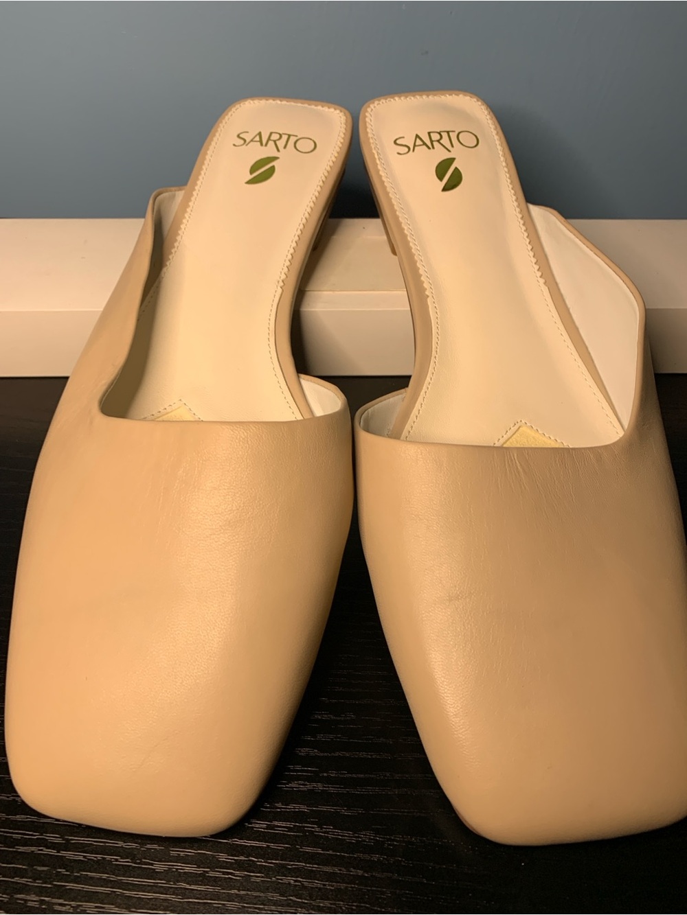 SARTO By Franco Sarto Nude/Tan Leather Slide Mules